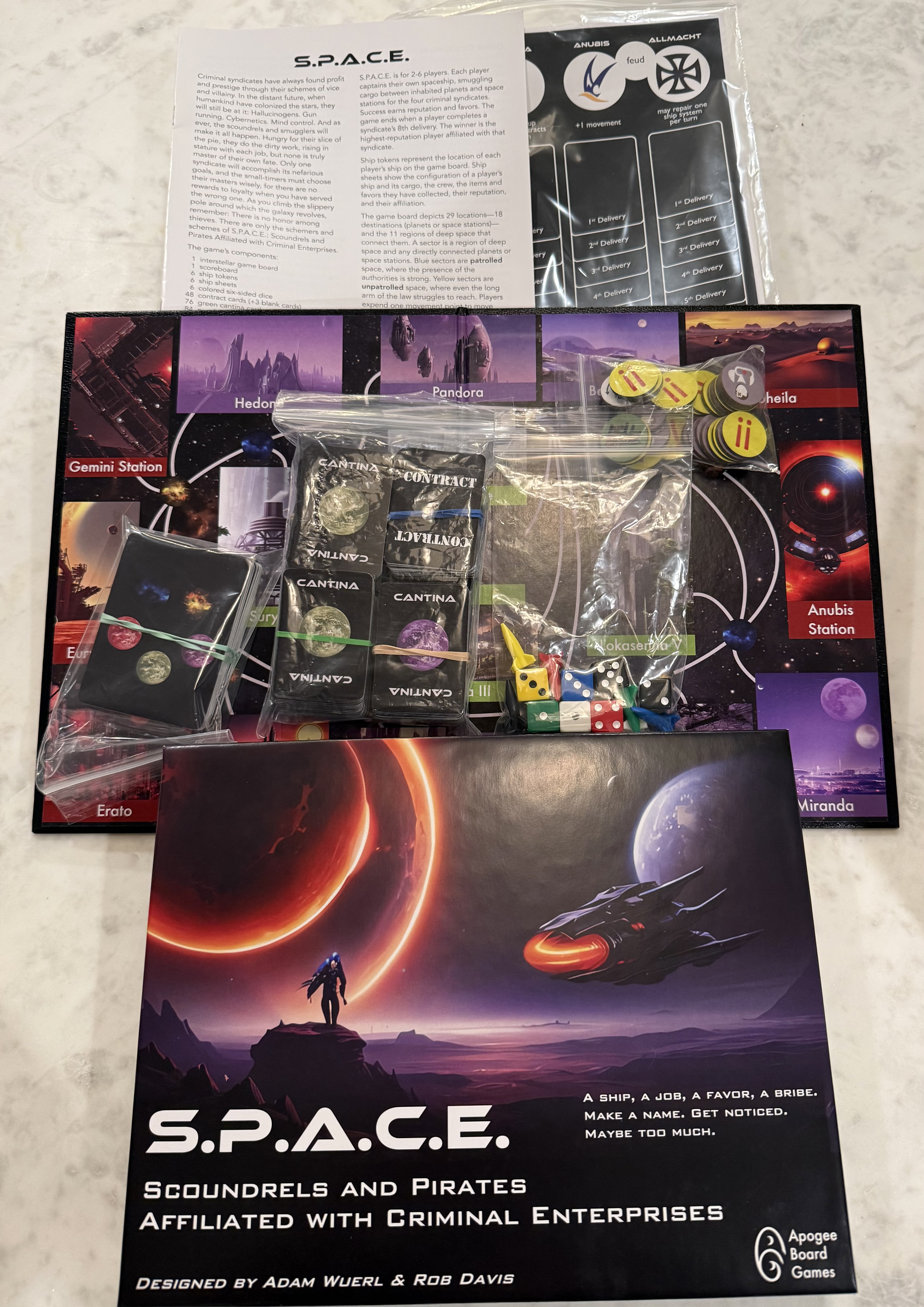 S.P.A.C.E. full box contents on array